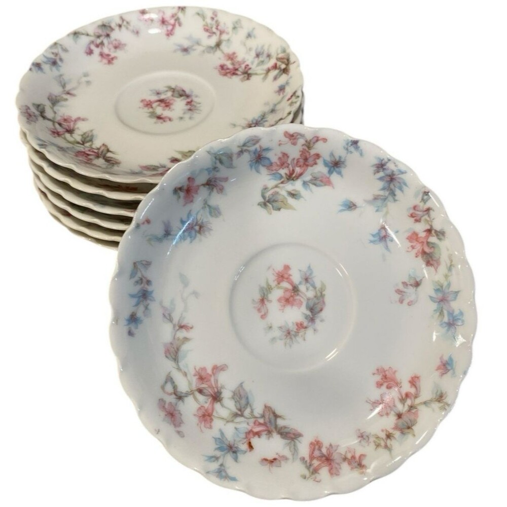 Haviland Limoges Princess Saucers Set 7 Floral France VTG Tea Plates